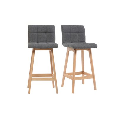 Tabourets de bar design pieds bois H65 cm (lot de 2) KLARIS MILIBOO