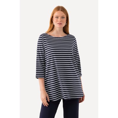 T-shirt rayé en coton Pima. Décolleté bateau ULLA POPKEN