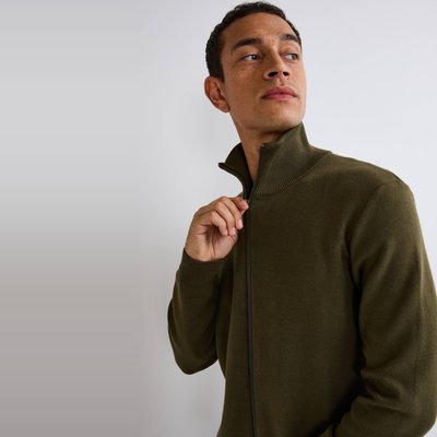 Gilet col montant zippé en mélange coton et cachemire MONOPRIX