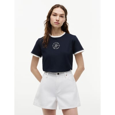 T-shirt col rond contrasté avec logo  TOMMY HILFIGER