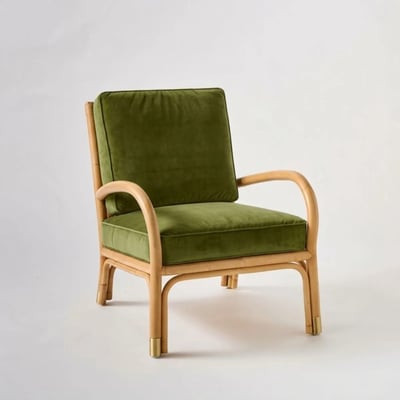 Fauteuil rotin et velours RIVIERA KOK