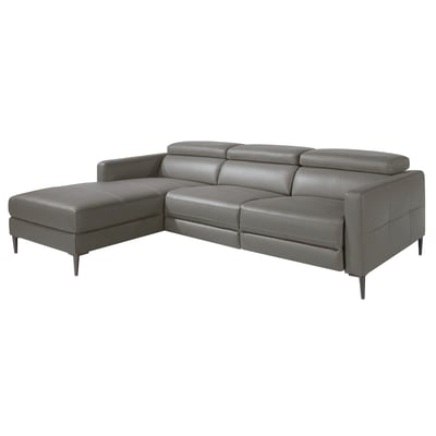 Canapé d'angle relax gauche en cuir gris foncé ANGEL CERDA