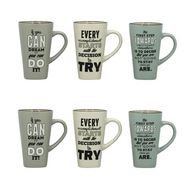 Lot de 6 mugs assortis en grès 51cl NOVASTYL