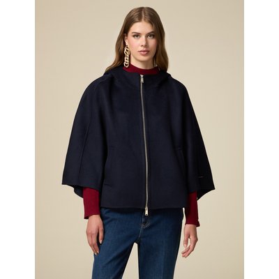 Cape coupe large réalisée en drap double de laine mélangée OLTRE