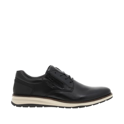 Derbies en cuir noires avec semelle à talon plat et lacets ronds RIEKER