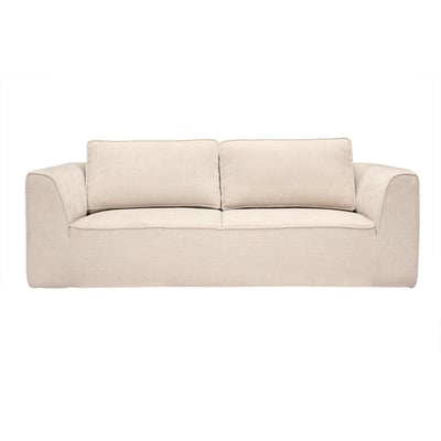 Canapé design en tissu effet velours texturé beige 3 places GRAMMY MILIBOO