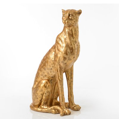 Guépard assis H: 100 cm doré en résine AMADEUS