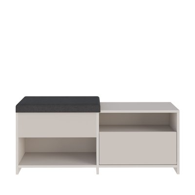 Banc d'entrée avec rangement à chaussures 1 porte en bois et tissu L120cm - Nexara DRAWER