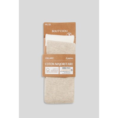 Lot de 2 paires de collants unis contenant du coton BIO BOUT'CHOU