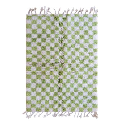 Tapis berbere en laine à carreaux vert AFK LIVING