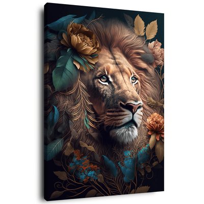 Tableau mural lion roi fleuri CEANOTHE