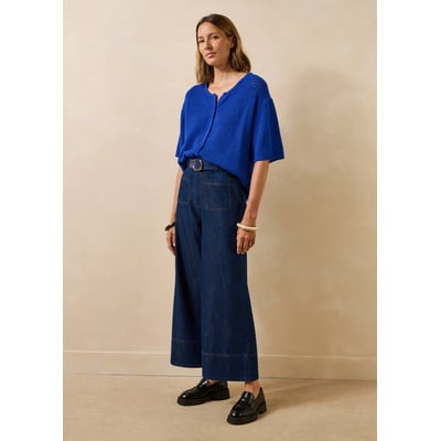 Pantalon cropped large en denim souple LA FEE MARABOUTEE