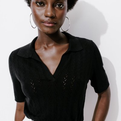 Pull noir manches courtes clearance
