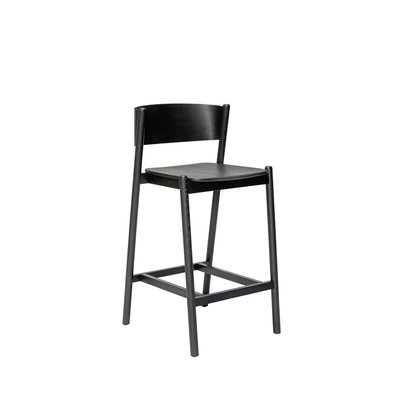 Tabouret de bar en bois de hêtre, placage de chêne et bois de chêne OBLIQUE HUBSCH