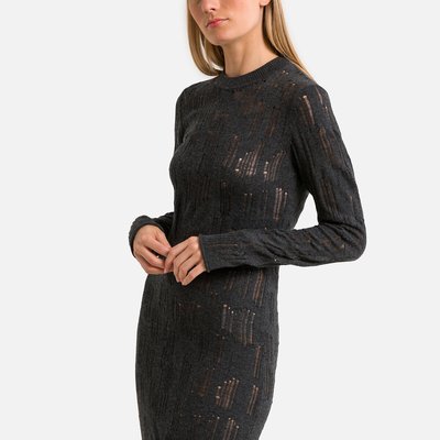 Caleb Wool/Cotton Dress with High Neck and Long Sleeves SAMSOE AND SAMSOE