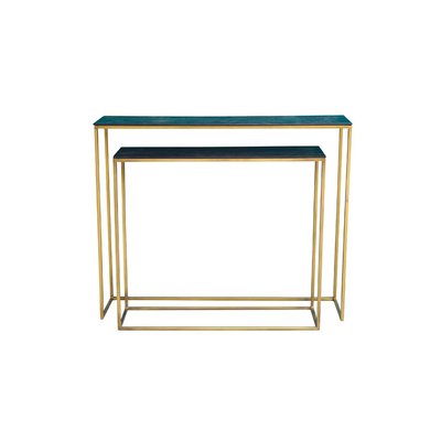 Set de 2 Consoles en Métal doré et Bois Manguier Noir WADIGA