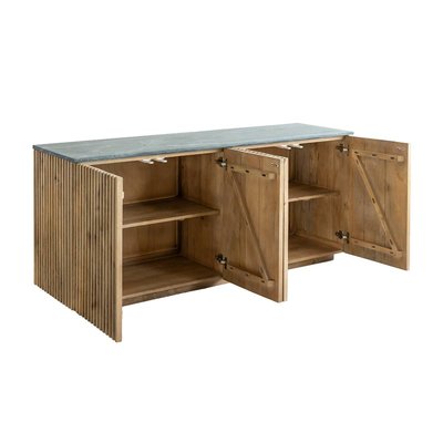Meuble TV 4 portes en bois de manguier et marbre  BETTY MADE IN MEUBLES 