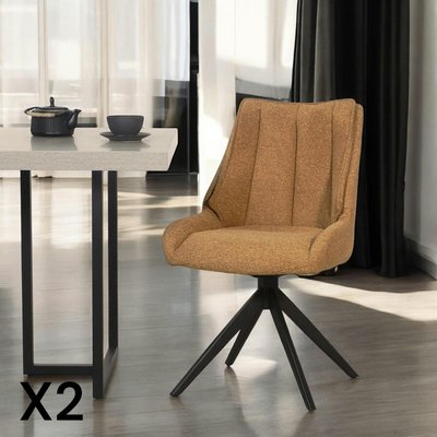Chaise moutarde pivotante en velours texturé (lot de 2) IENA PIER IMPORT