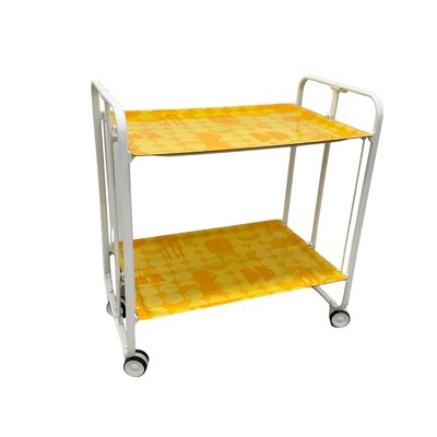 Table roulante pliante  BAUHAUS châssis blanc, 2 plateaux DON HIERRO