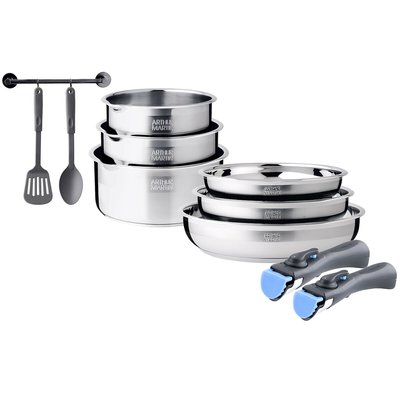 Batterie de cuisine 10 pièces en inox ARTHUR MARTIN