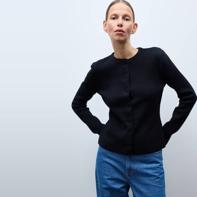 Veste maille unie en laine et coton MONOPRIX