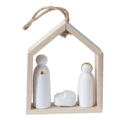 Crèche bois et porcelaine blanche à suspendre PIER IMPORT