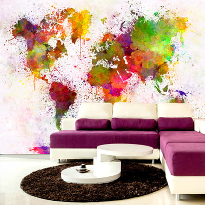 Papier peint intissé panoramique Carte du monde Dyed World EDEN