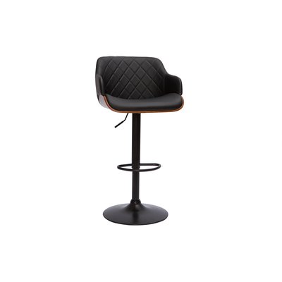 Tabouret de bar design réglable pivotant 360° noir et bois foncé LUCIEN MILIBOO