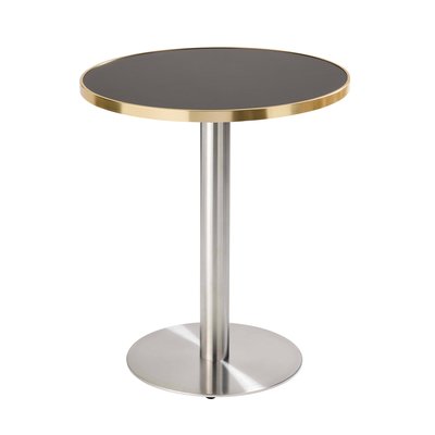 Table à manger ronde 60 cm en contreplaqué avec revêtement stratifié et bords en aluminium, MONTMARTRE OVIALA
