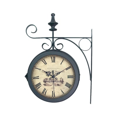 Horloge ronde double face suspendue 27x38cm EMDE