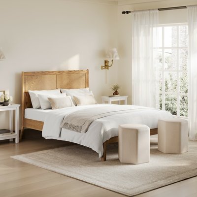 Ayla Rustic Smoked Oak Herringbone Bed SO'HOME