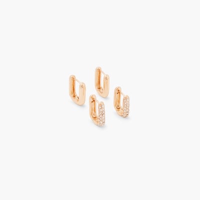 Set de 2 paires de petites créoles carrées dorées BALABOOSTE