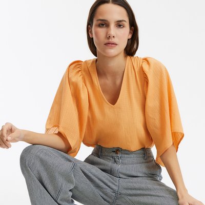 Bluse mit V-Ausschnitt und Schmetterlingsärmeln LA REDOUTE COLLECTIONS