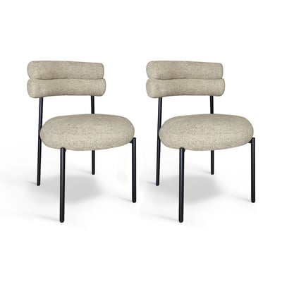 Lot de 2 chaises en tissu tweed et structure métal, GINA NOW'S HOME