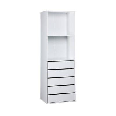 Module dressing décor bois 5 tiroirs 2 étagères NEPAL SWEEEK