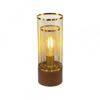 Lampe à poser en métal et aspect cuir, ACUERO C-CREATION