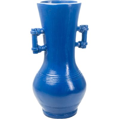 Vase décoratif en céramique  cobalt avec poignées sculptées RECOLLECTION