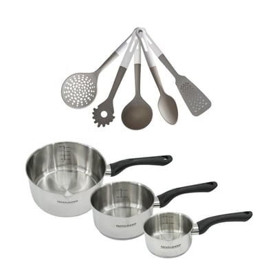 Batterie de cuisine 3 casseroles 12/16/20cm + 5 ustensiles VARIO FACKELMANN