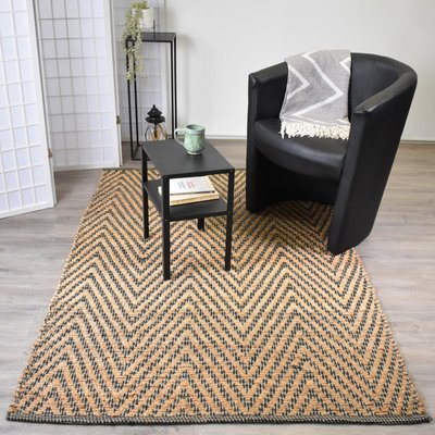 Tapis en jute fait à la main motif simple JUVRON UN AMOUR DE TAPIS
