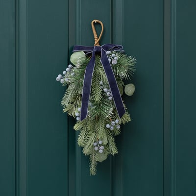 57cm Swag With Navy Velvet Bow SO'HOME