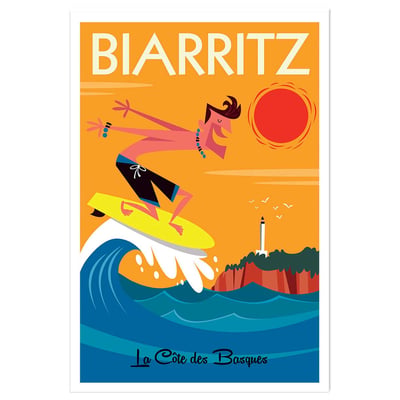 Affiche Surf à Biarritz HEXOA