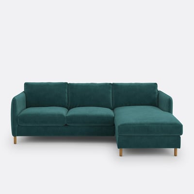 Canapé d'angle droit, 4 places, en velours, LOMÉO LA REDOUTE INTERIEURS