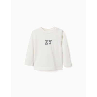T-shirt en coton à manches longues avec imprimé ZY en relief ZIPPY