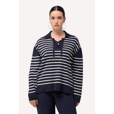 Pull, rayures, col marin, laçage ULLA POPKEN
