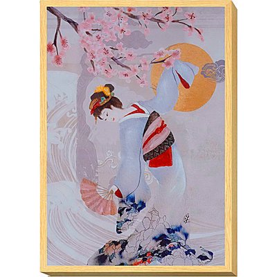 Toile peinte encadrée ambiance japonaise élégance et couleurs RECOLLECTION