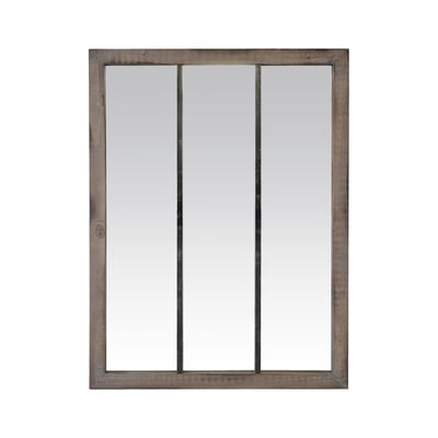 Miroir industriel 3 bandes en bois et métal rouillé 85x113cm EMDE