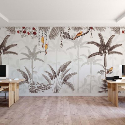 Papier peint panoramique et jungle avec oiseaux et plantes tropicales - 510x260 cm (l x h) LA TOUCHE ORIGINALE