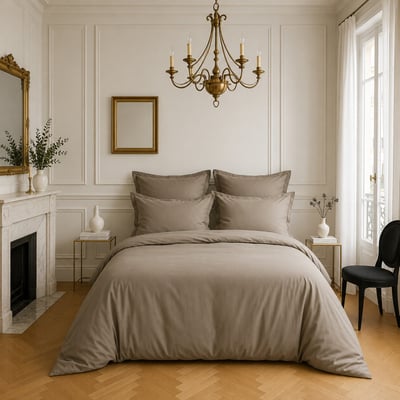 Housse de couette 100% satin de coton 105 fils uni BATON ROUGE