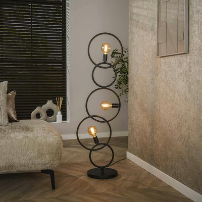 Lampadaire de salon noir – 5 anneaux design TRIBECA PIER IMPORT