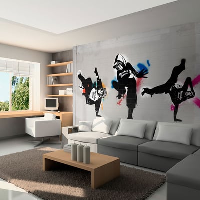 Papier peint intissé panoramique Street art Monkey dance - street art EDEN